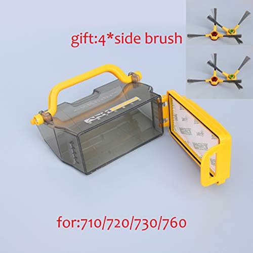 HBK 1 pcs Dust Box+4Side Brush Replacement for Ecovacs Deebot Deeboo D73 D76 D77 Robot Vacuum Cleaner Parts
