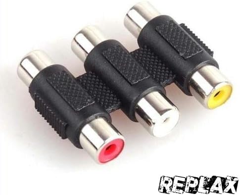REPLAX 3 Way AV RCA Joiner / Female to Female / Audio Video Coupler Extension Adapter Connector