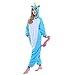 Adult Unisex Blue Unicorn Animal Kigurumi Pajamas Cosplay Birthday Party Wear,Lake Blue,Small