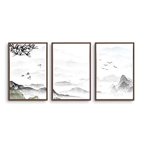 Framed Zen Home Artwork for Living Room Bedroom x3 Panels