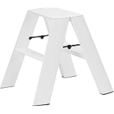 Hasegawa Ladders, Lucano Step Stool, Wide Step Type, 2 Step, ANSI Certified, White