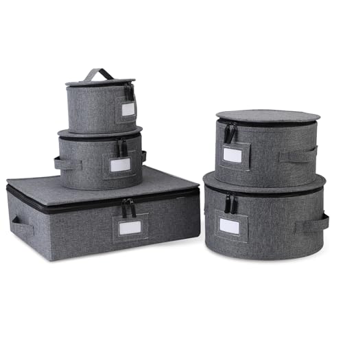 Gugxiom 5 Piece Hard Shell Dish Organizer, Organizador de vajilla para Transporte Moving Party, Almacenamiento de Porcelana para Guardar Platos de Cena, Platos de Ensalada, Tazas