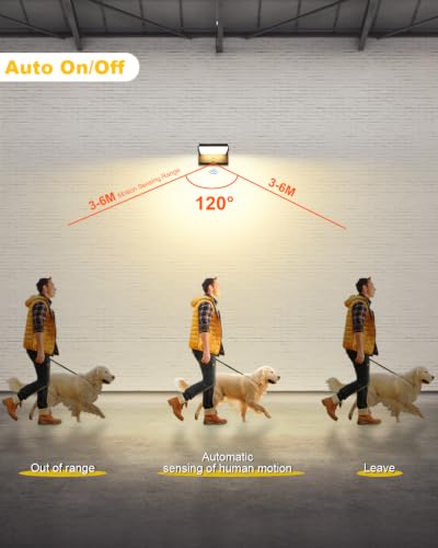 ledmo 60 W LED Outdoor Wall Lights with Motion Sensor Black Warm White 3000 K | 360° adjustable angle, wide lighting, robust and durable, IP65 waterproof design, outdoor/indoor, easy to manage