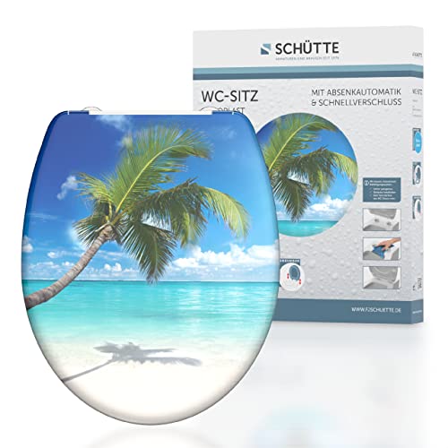 SCHUETTE Duroplast Carribean Toilet Seat with Soft-Close Mechanism and Quick Release for Easy Cleaning, Maximum Load of The Toilet Seat 150 kg, Beach 82363