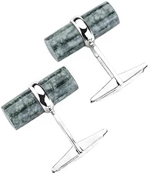 925 Sterling Silver Cuff Links featuring hand carved Jaguar Green Jade Cylinders