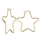 Vnox Womens Girls Stainless Steel Simple Big Star Shape Hoop Earrings,Gold Plated,Clip-top