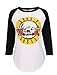 Womens Guns N Roses Printed Classic Logo Baseball T Shirt 3/4 Sleeve Top Small