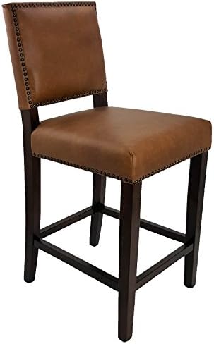 R-4500C Top Grain Antique Brown Leather Counter Stool