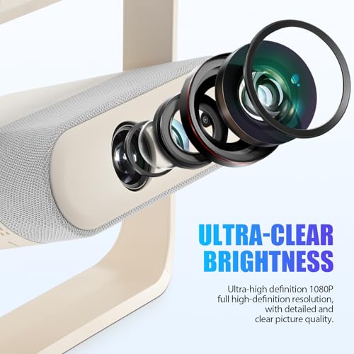 Sosoport Proyector Inteligente Soporta 4K y 1080P Nativo, Altavoces Estéreo 5W×2, Enfoque Automático, Ultra Delgado 70 mm, Gimbal 360°, Luz Ambiental RGB, WiFi 6, Bluetooth, Cine en Casa Portátil