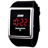 Touch Screen Digital LED Waterproof Boys Girls Sport Casual Wrist Watches Black