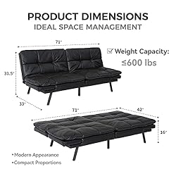 ERYE 3 in 1 Upholstered Futon Loveseat Convertible