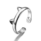 Creativelife Women's S925 Sterling Silver Cat Ears Women Open Ring,Adjustable