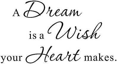 A Dream is a Wish Your Heart Makes Cinderella Inspirational Home Family Bedroom Mural DIY Vinyl Quote Saying Wall Sticker Decals Transfer Removable Words Lettering Wallpaper (Size1: 23.2" x 12.5")