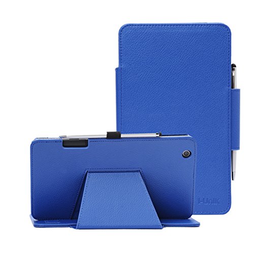 i-UniK AT&T TREK 2 HD Case (2016) Model #6461A 8 inch Tablet Support Sleep Awake Function Cover Case with Bonus Stylus (Blue)