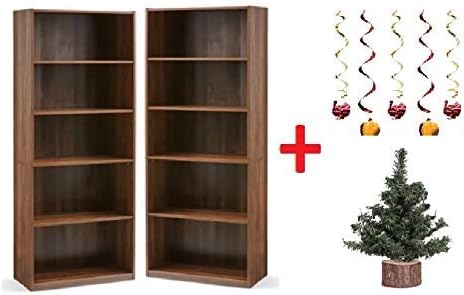 Mainstay` 5-Shelf Bookcase - Canyon Walnut, 5-Shelf - Pack of 2
