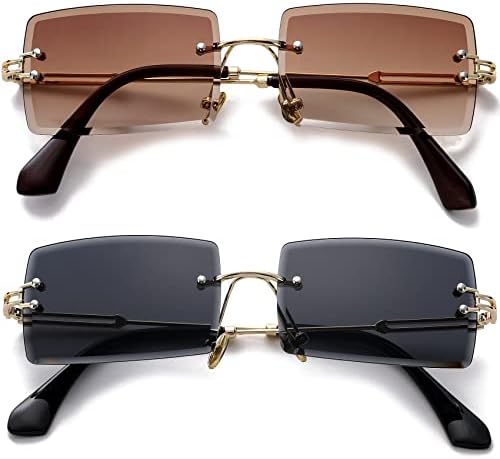Amazon.com: AJMIPO Gradient Lens Metal Sunglasses Rimless  display picture 1