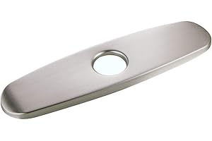 BARROCK 10" Oblong Faucet Escutcheon Deck Plate Cover 10-Inch Replacement for Deck-mounted 3-Hole Kitchen Sink Faucets Solid Stainless Steel Metal Made 10 Inches Length Satin Brushed Nickel Finish