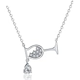 ONLYJUMP Wine Glass Pendant Necklace for Women Dainty Red Wines Glasses Necklaces Bottle Pendant Necklace Cubic Zircon Water Drop Cup Clavicle Necklace Jewelry Gift
