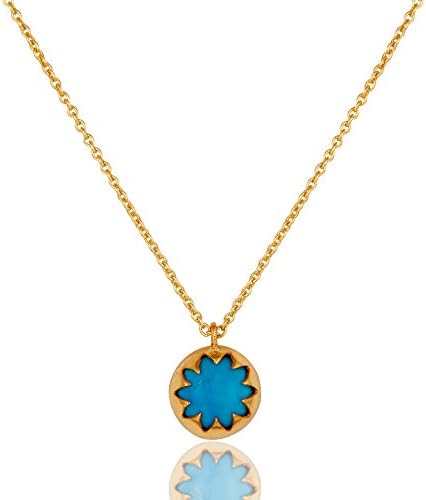 Gold Plated Turquoise Gemstone Birthstone Pendant Necklace for Women Gift Jewelry