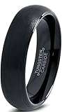 Tungsten Wedding Band Ring 6mm for Men Women Comfort Fit Black Domed Brushed Midnight Rose Collection