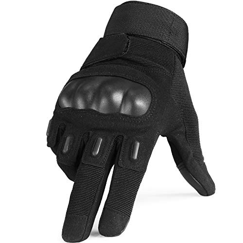 JIUSY Touch Screen Army Tactical Gloves Military Rubber Hard Knuckle Full Finger Gloves for Cycling Motorcycle Hunting Hiking Airsoft Paintball Outdoor Riding Shooting Sports Gear Size Black Large