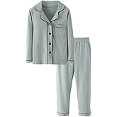 Mallimoda Kids Cotton Pajamas Set PJS Long Sleeve Button Down Sleepwear Loungewear