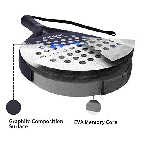 ianoni Tennis Padel Beach Racket Tennis Paddle with Carbon Fiber Face and EVA Memory Foam Core-Used Interchangeably for Paddle(Padel ) and Paddle Tennis(POP Tennis) (A-PR800)
