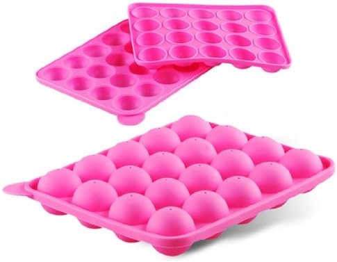 20-piece Silicone Tray Pop Lollipop Cake Stick Mold (Pink)