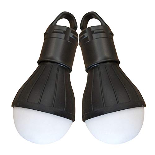LED Camping Lamp, 2Pcs Outdoor Emergency LED Lamp Camping Tent Fishing Lantern Hanging Light (Black)