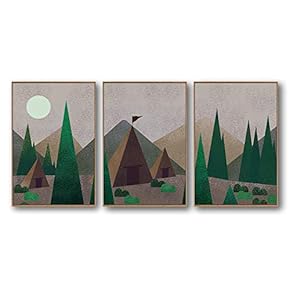3 Piece Framed Canvas Home Artwork Decoration Abstract Mountain Canvas Wall Art for Living Room, Bedroom - 16"x24"x3 Panels