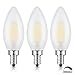 CRLight 6W 4000K LED Candelabra Bulb Daylight White 600LM, 60W Incandescent Equivalent, Replace 12W Compact Fluorescent CFL Bulbs, E12 Base Dimmable C35 Frosted Glass Torpedo Candle Bulbs, Pack of 3