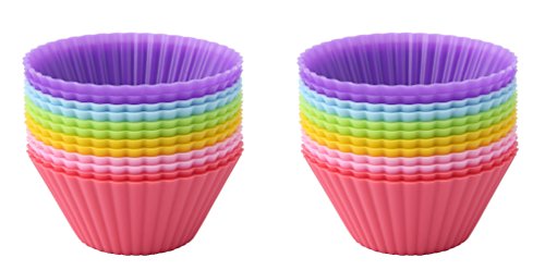 NEESHOW 24-pack Reusable Silicone Baking Cups / Cupcake Liners