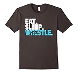 Men's Wrestling T-Shirt Eat Sleep Wrestle Short Sleeve Small Asphalt