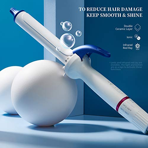 Sethya Curling Iron Ionic-Infrared Ceramic Curling Wand for Loose Curls & Waves Curlers 6 Heat Settings up to 450°F Hair Curler Wand Incl Auto-Off Dual Voltage