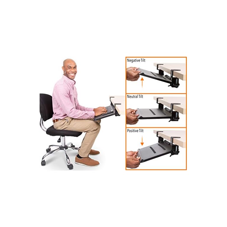 Stand Steady Clamp On Keyboard Tray with Adjustable Tilt Ergonomic