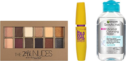 Maybelline New York NY Minute Makeup Kit 24K Smoky Eyeshadow Mascara Makeup Remover Kit