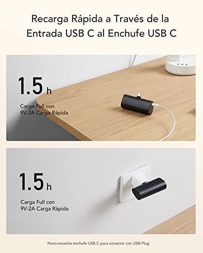 MOFIT Mini Power Bank Salida Tipo C Carga Rápida PD 22.5W Integrado Batería Portátil Banco de Energía 5000 mAh Compatible con los Celulares iPhone 16/15 Pro MAX Samsung Xiaomi Google,¡Idea de Regalo