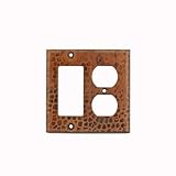 Premier Copper Products SCOR Copper Combination Switch Plate with Two Hole Outlet and Ground Fault/Rocker GFI Cover, Oil Rubbed Bronze
