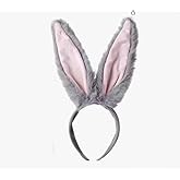 JESHVA Plush Bunny Ears Headband for Rabbit Cosplay, 8.3 Inches Long