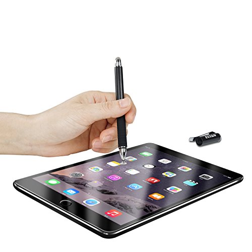 ELYAN Capacitive Stylus Pen,Disc Tip & Fiber Tip 2in1 Series, High Sensitivity & Precision styli Pens, Universal for Tablet and Touch Screens Devices (Black)