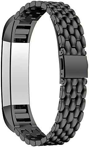 Fitbit Alta Bands AIRED Strap Smartwatch Accessories Replacement Watchbands With Stainless Steel Metal And Safety Clasp For Women ,Men ,Kids , Girls (Black-Type B)