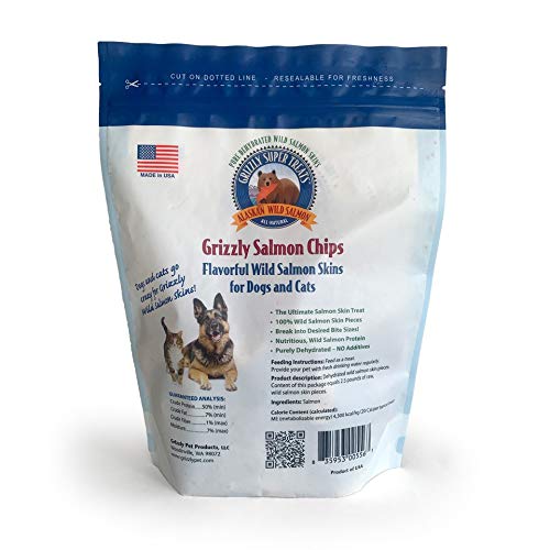 Grizzly Limited Edition Wild Alaskan Salmon Chips for Dogs and Cats, 8 oz Sourced & Made in