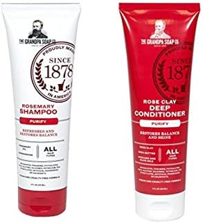 The Grandpa Soap Co. Shampoo and Conditoner Set, 8oz, Rosemary Shampoo + Rose Clay Deep Conditioner | Purify - Refreshes, Restores Balance and Shine