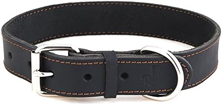 Reopet Leather Dog Collar - Brown Full Grain Latigo Leather, Soft & Durable - Leather Dog Collar for Medium & Large Dogs