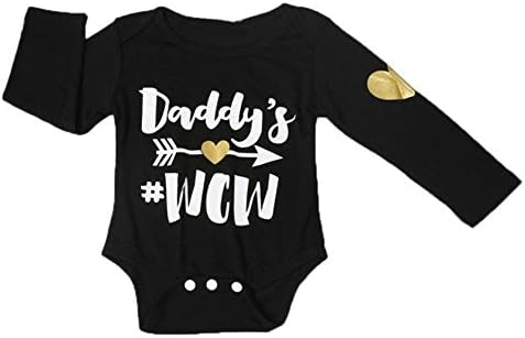 Baby Boys Girls Outfits,Buedvo Daddy's Heart Arrow Wow Print Romper Bodysuit Jumpsuit (0-6Months, Black)