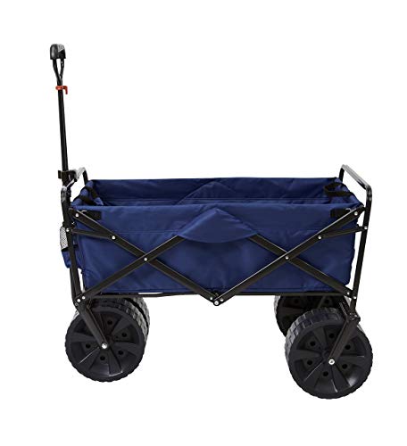 Mac Sports Heavy Duty Collapsible Folding All Terrain Utility Beach Wagon Cart, Blue/Black (Certified Refurbished)