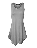 MBJ WT671 Womens Handkerchief Hem Tank Tunic Top L HEATHER_GRAY