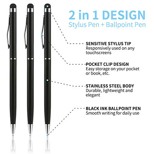 Stylus Pen, UROPHYLLA Stylus Pens for Touch Screens, 2 in 1 Capacitive Stylus Ballpoint Pen Stylus for iPad, Tablet, iPhone, Kindle, Samsung and Other Touch Screen Devices (Black-10Pack)