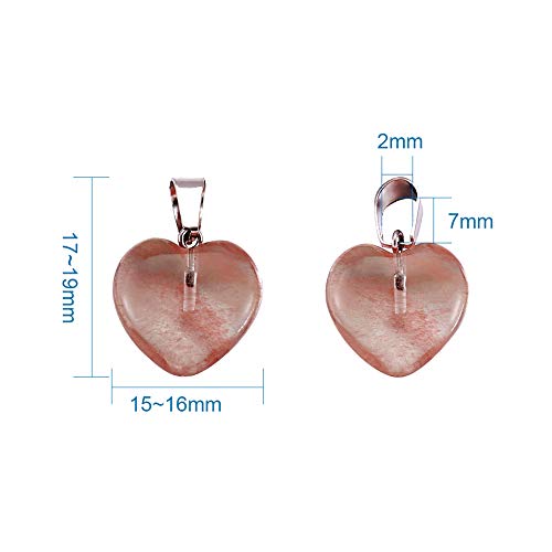 Fashewelry 50PCS Mixed Stone Heart Style Gemstone Pendant Healing Pointed Chakra Crystal Quartz Pendants Charms for Necklace Jewelry Making