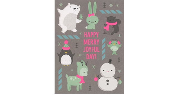 Amazon Com Justwink Happy Merry Joyful Day American Greetings Box Of 8 Christmas Cards Health Personal Care